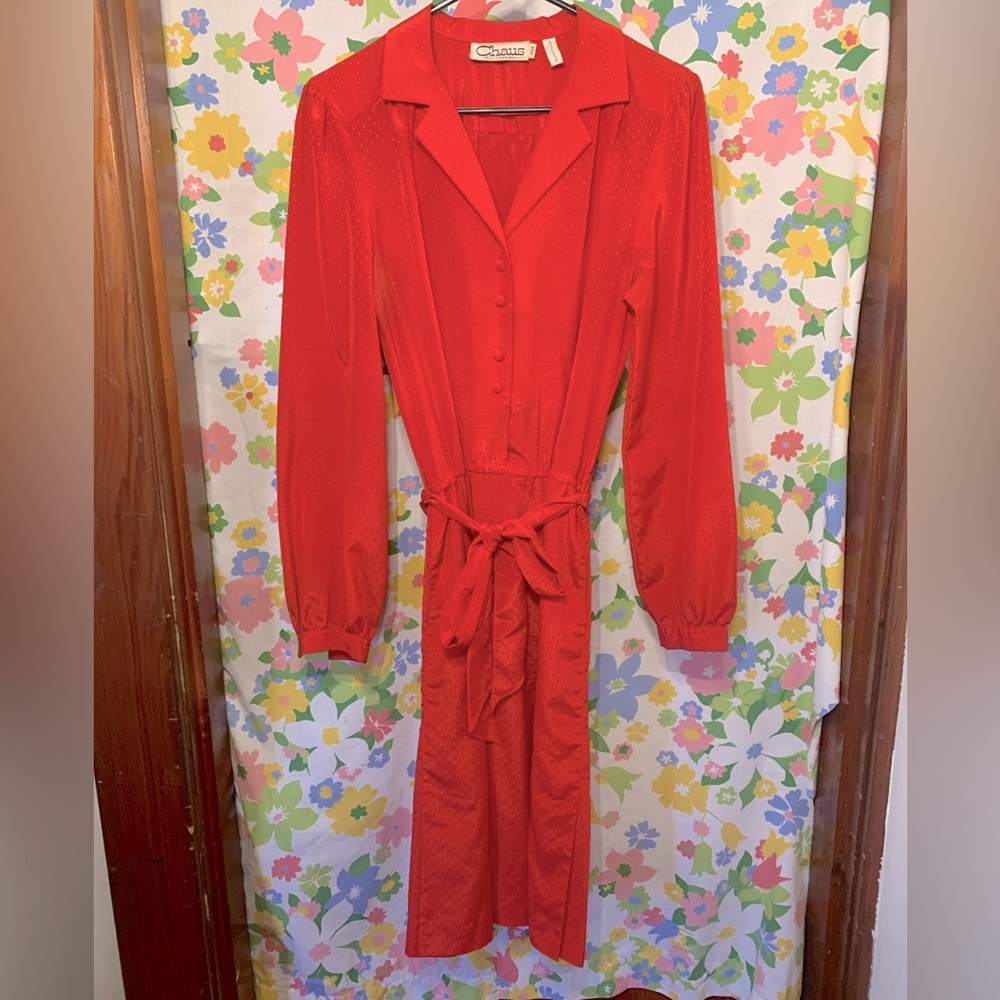Vintage red silk dress